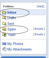 yahoo email folder